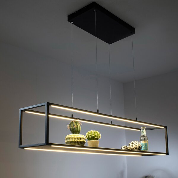 Paul Neuhaus Conni LED viseća lampa, crna, 105 cm, prigušiva, Crno, Dnevni boravak/blagovaonica, Metal