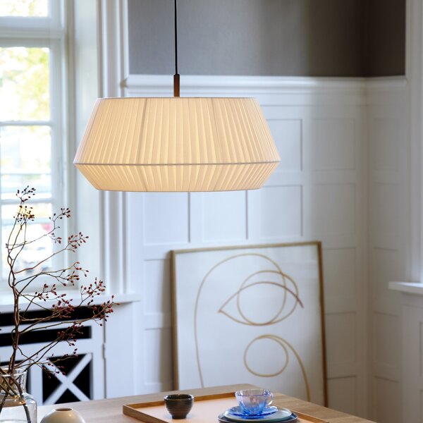 Nordlux Viseća lampa Dicte, ručno vezana, Ø 53 cm, jantarna, prigušiva, Bež, Dnevni boravak/blagovaonica, Tkanina / tekstil