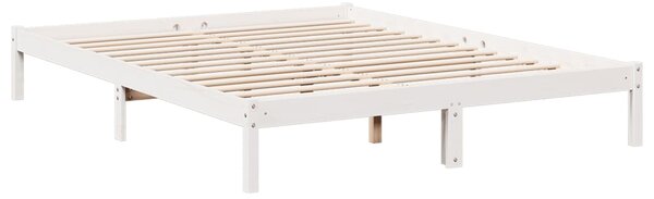 Dugi okvir kreveta bez madraca bijeli 140 x 220 cm od borovine - Bijela / 140 x 220 cm