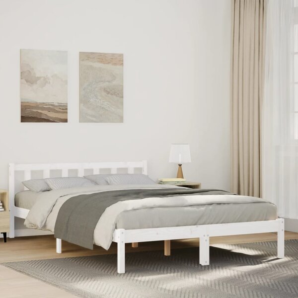 Dugi okvir kreveta bez madraca bijeli 140 x 220 cm od borovine - Bijela / 140 x 220 cm