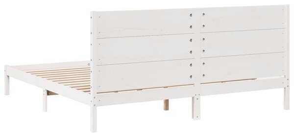 Dugi okvir kreveta bez madraca bijeli 180 x 210 cm masivno drvo - Bijela / 180 x 210 cm