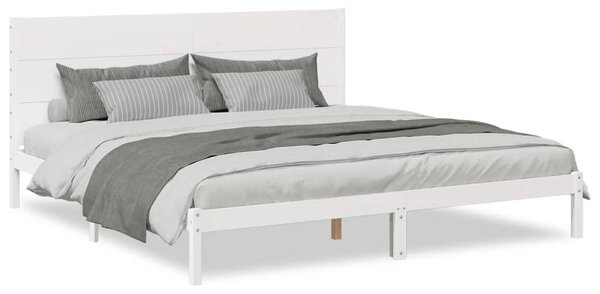 Dugi okvir kreveta bez madraca bijeli 180 x 210 cm masivno drvo - Bijela / 180 x 210 cm