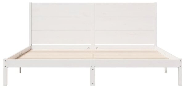 Dugi okvir kreveta bez madraca bijeli 180 x 210 cm masivno drvo - Bijela / 180 x 210 cm