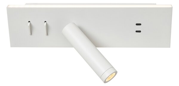 Moderna bijela podesiva zidna svjetiljka s USB-C priključkom, uklj. LED - Modric