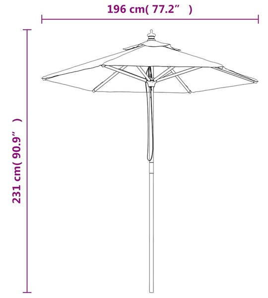 Vrtni suncobran s drvenim stupom boja pijeska 196 x 231 cm - Bijela / N/A