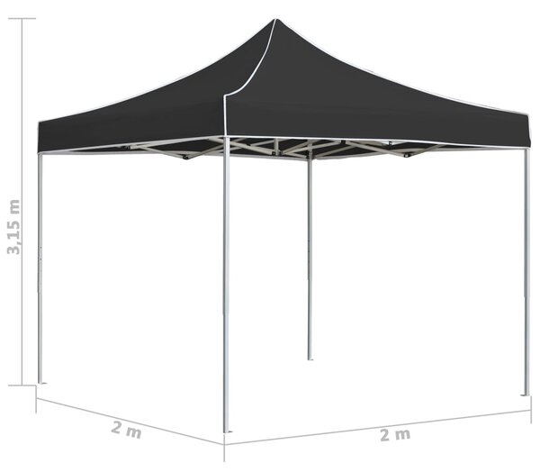 Profesionalni sklopivi šator za zabave aluminij 2x2 m antracit - Antracitno siva / N/A