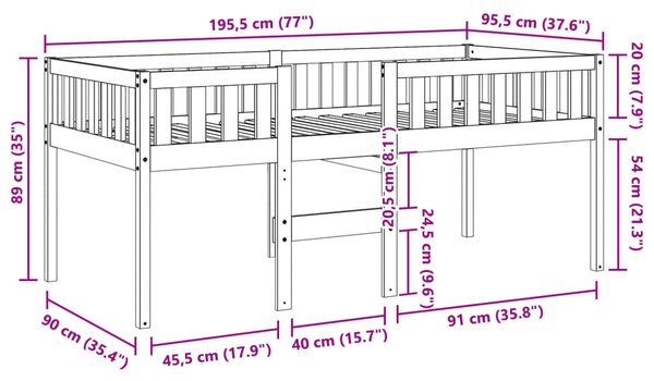 Dječji krevet bez madraca bijeli 90x190 cm od masivne borovine - Bijela / 90 x 190 cm