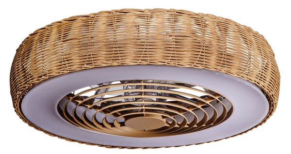 Mantra Iluminación LED stropni ventilator Kilimanjaro, CCT, ratan, prigušiva, Drvo, Dnevni boravak/blagovaonica, Drvo
