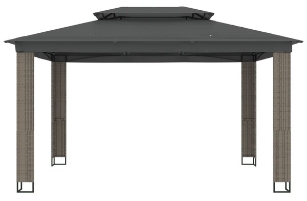 Sjenica s dvostrukim krovom antracit 3,94x2,96 m čelična - Antracitno siva / 3.94 x 2.96 m