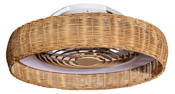 Mantra Iluminación LED stropni ventilator Kilimanjaro, CCT, ratan, prigušiva, Drvo, Dnevni boravak/blagovaonica, Drvo