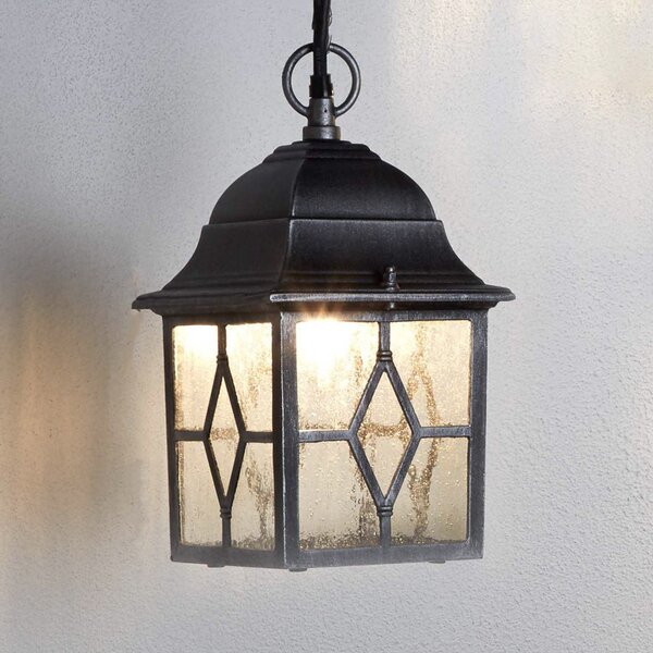 Searchlight Genoa vanjska viseća svjetiljka s olovnim staklom, Sivo, Metal, fenjer
