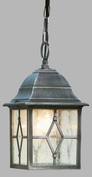 Searchlight Genoa vanjska viseća svjetiljka s olovnim staklom, Sivo, Metal, fenjer