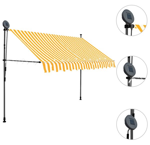 Tenda na ručno uvlačenje LED 300 cm bijelo-narančasta - Narančasta / N/A