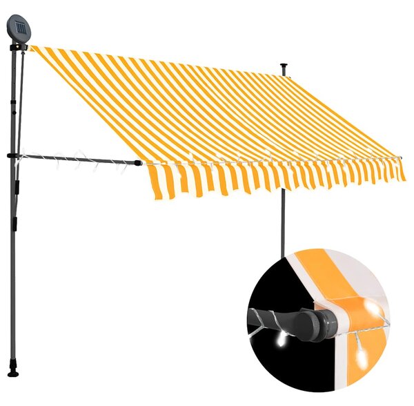 Tenda na ručno uvlačenje LED 300 cm bijelo-narančasta - Narančasta / N/A