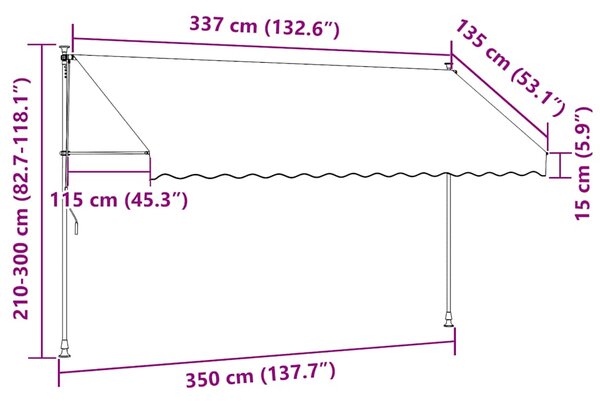Tenda na ručno uvlačenje s LED svjetlima 350 cm antracit - Antracitno siva / N/A