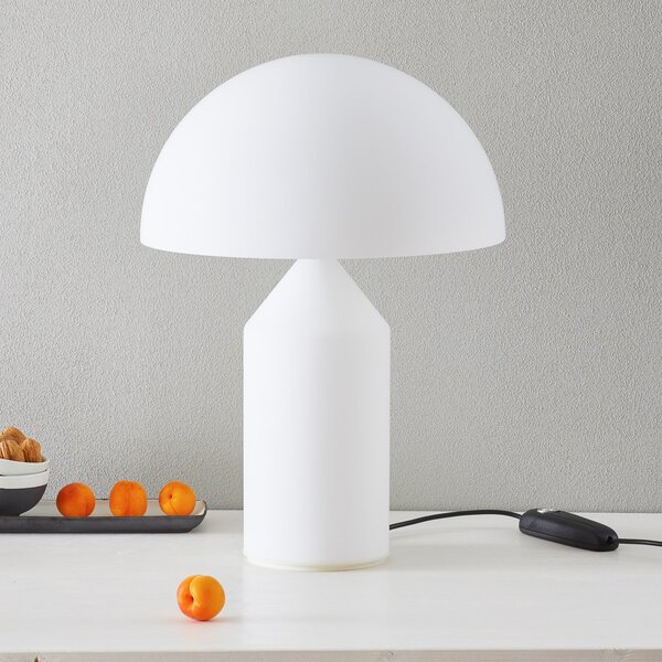 Oluce Atollo - Stolna lampa od murano stakla, 50 cm, prigušiva, Bijela, Dnevni boravak/blagovaonica, Metal