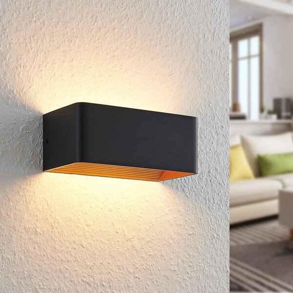 Arcchio Archio LED zidna lampa Karam, 20 cm, crna, metal, gore/dolje, Crno, Dnevni boravak/blagovaonica, Aluminij