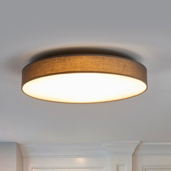 Lindby LED stropna svjetiljka Saira, Ø 50 cm, siva, tekstil, Sivo, Dnevni boravak/blagovaonica, Tkanina / tekstil