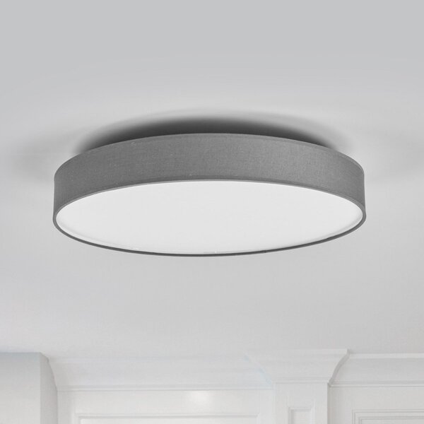 Lindby LED stropna svjetiljka Saira, Ø 50 cm, siva, tekstil, Sivo, Dnevni boravak/blagovaonica, Tkanina / tekstil