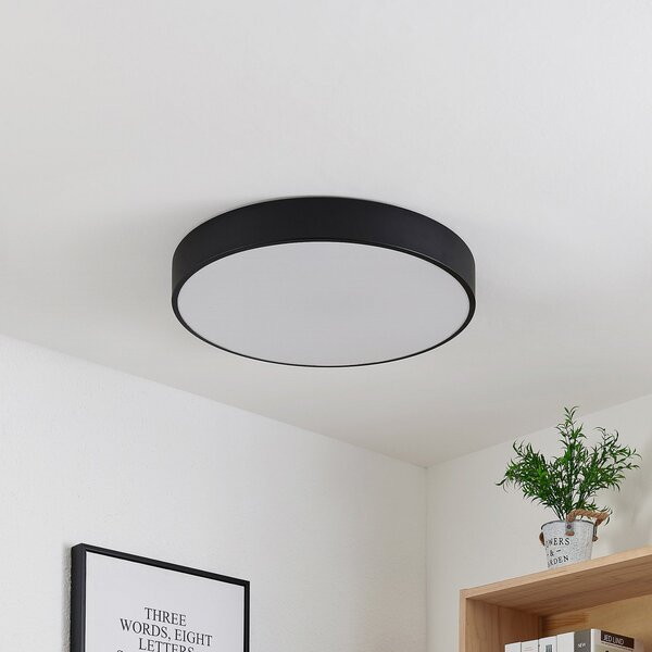 Lindby LED stropna svjetiljka Simera, Ø 50cm, crna, metal, prigušiva, Crno, Dnevni boravak/blagovaonica, Plastika