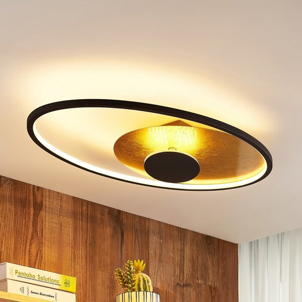 Lindby LED stropna svjetiljka Feival, 73 cm, rđa/zlato, prigušiva, prigušiva, Smeđa / hrđa, Dnevni boravak/blagovaonica, Metal