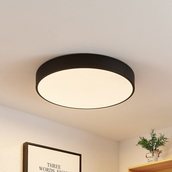 Lindby LED stropna svjetiljka Simera, Ø 50cm, crna, metal, prigušiva, Crno, Dnevni boravak/blagovaonica, Plastika