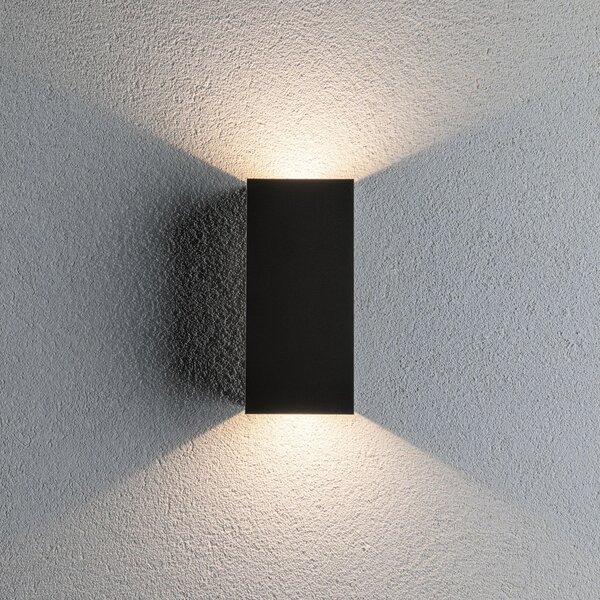Paulmann LED vanjska zidna svjetiljka Flame, 22 cm, antracit, gore/dolje, Crno, Metal, Zidni kvadrat