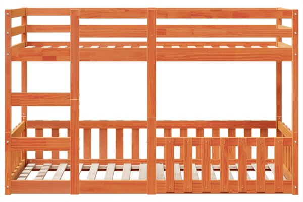 Krevet na kat voštano smeđi 75 x 190 cm od masivne borovine - Smeđa / 75 x 190 cm