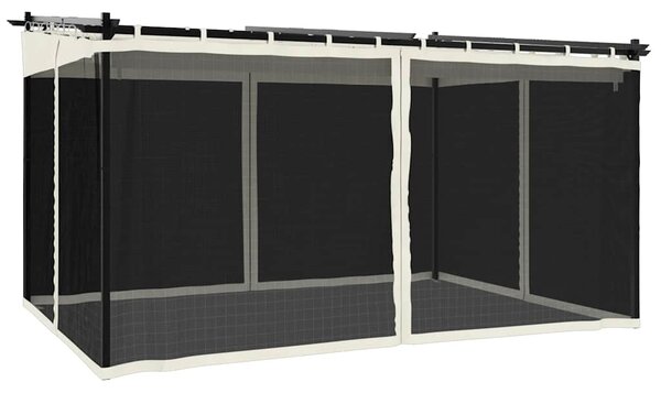 Sjenica s mrežastim zidovima 4 x 3 m krem čelična - Krema / 4 x 3 m