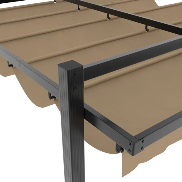 Vrtna sjenica s pomičnim krovom 3 x 3 m sivosmeđa aluminijska - Tupe / N/A