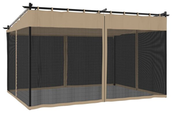 Sjenica s mrežastim smeđesiva 4 x 3 m krem čelična - Tupe / 4 x 3 m