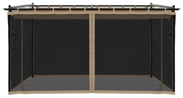 Sjenica s mrežastim smeđesiva 4 x 3 m krem čelična - Tupe / 4 x 3 m