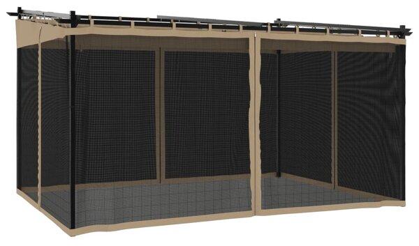 Sjenica s mrežastim smeđesiva 4 x 3 m krem čelična - Tupe / 4 x 3 m