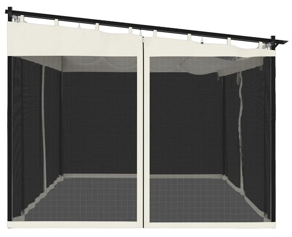 Sjenica s mrežastim zidovima 4 x 3 m krem čelična - Krema / 4 x 3 m