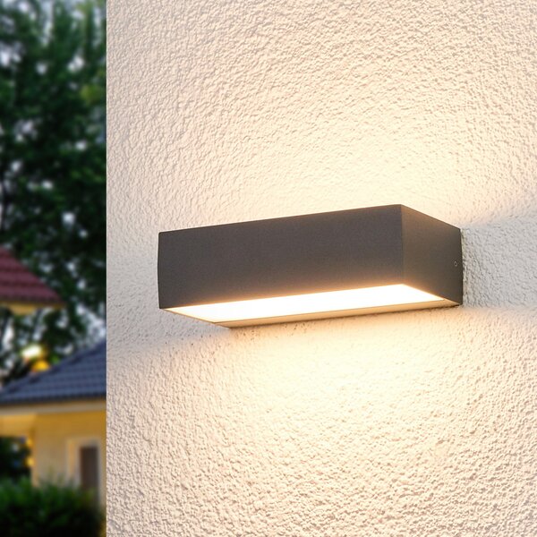 Lucande LED vanjska zidna svjetiljka Lissi, 21 cm, antracit, IP54, Sivo, Plastika