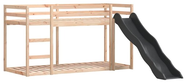 Krevet na kat s toboganom i ljestvama 80 x 200 cm od borovine - Smeđa / 80 x 200 cm