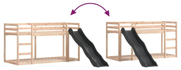Krevet na kat s toboganom i ljestvama 80 x 200 cm od borovine - Smeđa / 80 x 200 cm