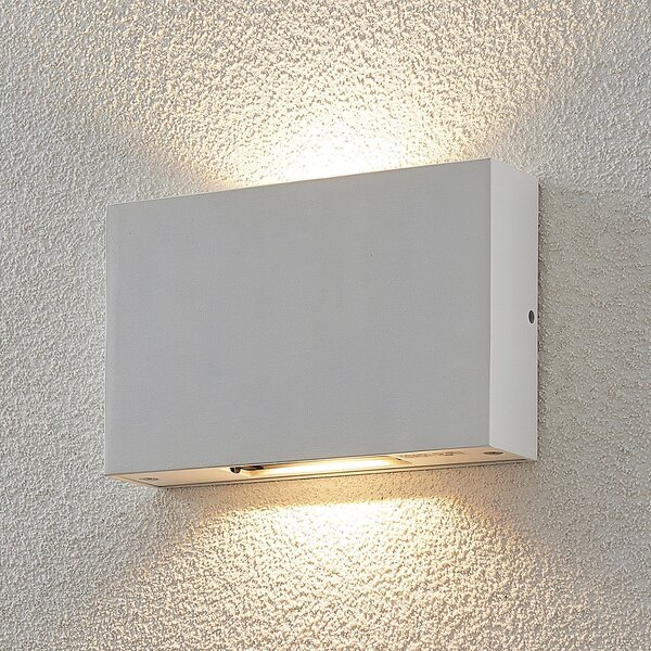 Lucande Katla LED vanjska zidna svjetiljka od aluminija, Bijela, Metal, Zidna utičnica iznad/dolje