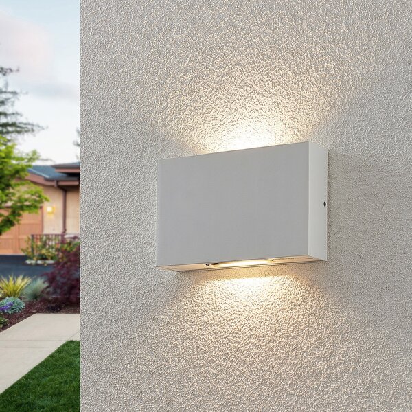 Lucande Katla LED vanjska zidna svjetiljka od aluminija, Bijela, Metal, Zidna utičnica iznad/dolje