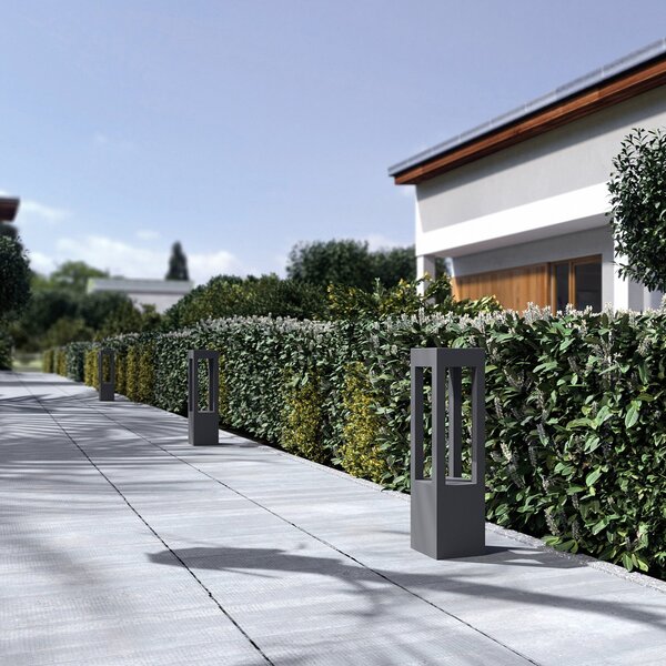 Arcchio LED stupić Lienna, 60 cm, siva, metal, IP65, Sivo, Aluminij