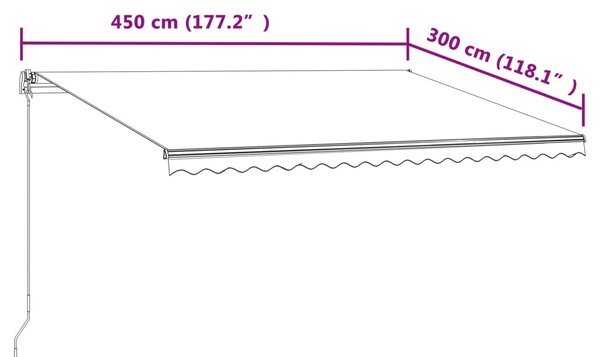 Tenda na automatsko uvlačenje 450 x 300 cm žuto-bijela - Žuta / 450 x 300 cm