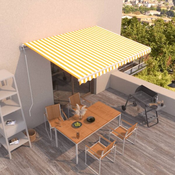 Tenda na automatsko uvlačenje 450 x 300 cm žuto-bijela - Žuta / 450 x 300 cm