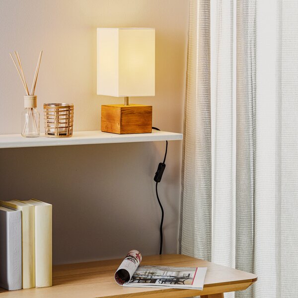 Reality Leuchten Stolna lampa Woody s drvenom bazom, 12 cm x, Drvo, Dnevni boravak/blagovaonica, Drvo