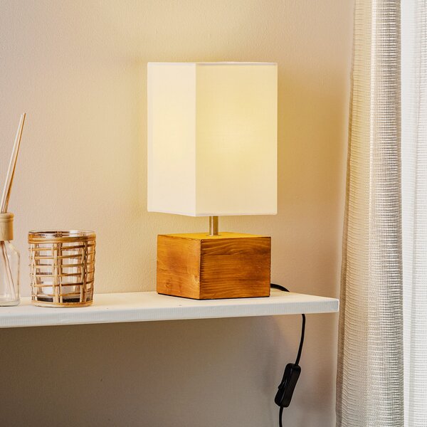 Reality Leuchten Stolna lampa Woody s drvenom bazom, 12 cm x, Drvo, Dnevni boravak/blagovaonica, Drvo