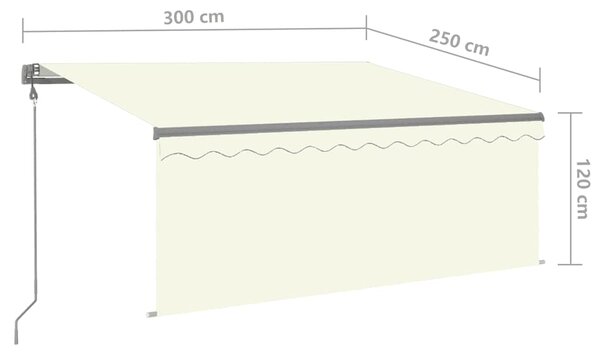 Automatska tenda na uvlačenje s roletom 3 x 2,5 m krem - Krema / 3 x 2.5 m