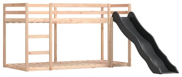 Krevet na kat s toboganom i zavjesama bijelo-crni 80 x 200 cm - Crna / 80 x 200 cm