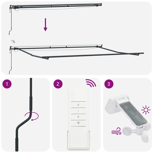Tenda na automatsko uvlačenje s LED svjetlima bordo 450x300 cm - Bordo / 450 x 300 cm