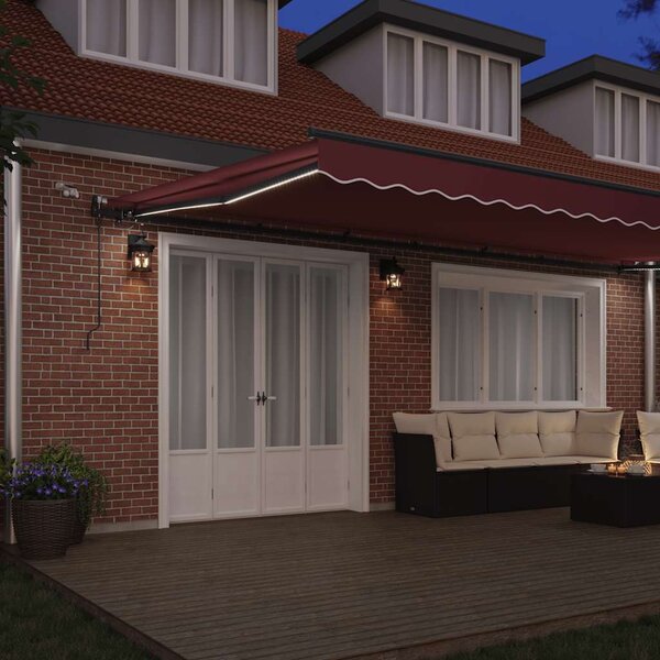 Tenda na automatsko uvlačenje s LED svjetlima bordo 600x3500 cm - Bordo / 600 x 300 cm