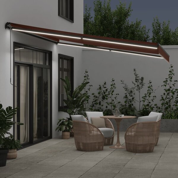 Tenda na ručno uvlačenje s LED smeđa 400 x 350 cm - Smeđa / 400 x 350 cm
