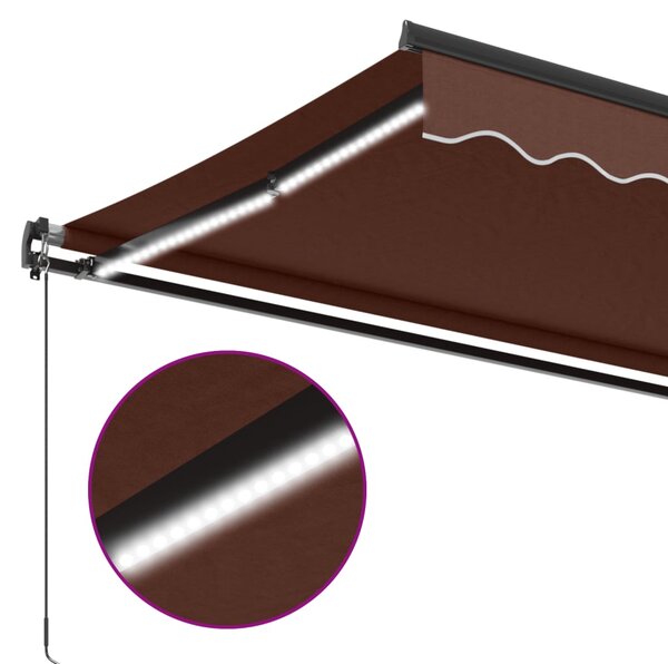 Tenda na ručno uvlačenje s LED smeđa 400 x 350 cm - Smeđa / 400 x 350 cm